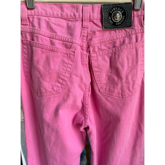 VTG 90s Versace Jeans Couture Medusa High Waisted Bubblegum Pink Denim Size 29 - Picture 11 of 13